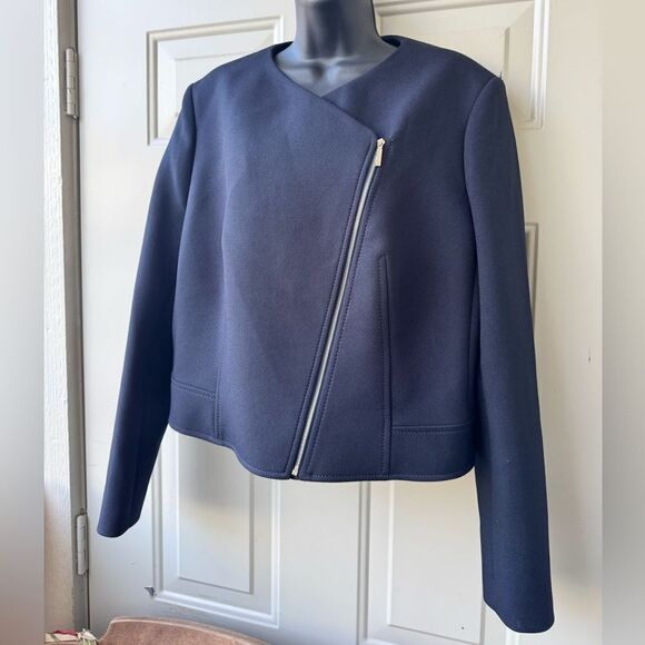 Boss Hugo Boss Womens Juleama Compact Twill Asymmetrical Zip Jacket Sz 14 - Picture 6 of 11